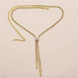 Rhinestone Pearl Tassel Necklace All-Match Party Dance Jewelry
