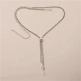 Rhinestone Pearl Tassel Necklace All-Match Party Dance Jewelry