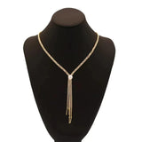 Rhinestone Pearl Tassel Necklace All-Match Party Dance Jewelry