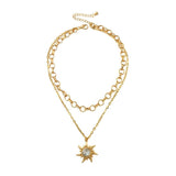 Crystal Sun Pendant Choker Necklace for Women