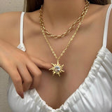 Crystal Sun Pendant Choker Necklace for Women