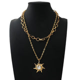 Crystal Sun Pendant Choker Necklace for Women