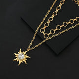 Crystal Sun Pendant Choker Necklace for Women