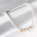 Pearl Pendant Necklace Fairy Letter Chain Necklace With Charm
