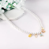 Pearl Pendant Necklace Fairy Letter Chain Necklace With Charm