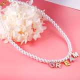 Pearl Pendant Necklace Fairy Letter Chain Necklace With Charm