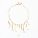 Modern Style Pearl Tassel Necklace Pendant Chain Plated Necklace
