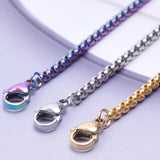 1Pc Stainless Steel 2.5mm Square Pearl Link Chain Necklaces For Men