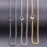 1Pc Stainless Steel 2.5mm Square Pearl Link Chain Necklaces For Men
