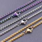 1Pc Stainless Steel 2.5mm Square Pearl Link Chain Necklaces For Men