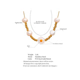 Stainless Steel Shell Flower Pearls Necklace
