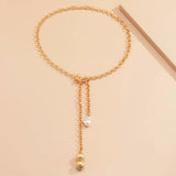 Punk Chain Long Necklace with Pearl Pendant for Women
