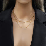 316 Stainless Steel Freshwater Pearl Square Necklace For Women