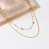 316 Stainless Steel Freshwater Pearl Square Necklace For Women