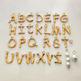 Bamboo Letter Charm Necklace Initials Name Pearl Chain Choker Bohemia Jewelry