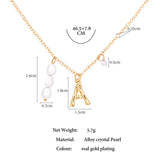 Bamboo Letter Charm Necklace Initials Name Pearl Chain Choker Bohemia Jewelry