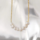 Freshwater Pearl Stainless Steel Chain Necklace for Women Girls