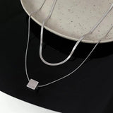 Foxanry Minimalist Silver Chain Necklace Geometric Pendant