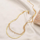 Glamorous Vintage Stainless Steel Chain Necklace With Pearl