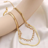 Glamorous Vintage Stainless Steel Chain Necklace With Pearl