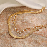 Glamorous Vintage Stainless Steel Chain Necklace With Pearl