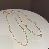 14k Real Plated Pearl Pendant Necklace for Women