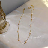 14k Real Plated Pearl Pendant Necklace for Women