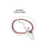 Pearl Beaded Necklace Plush Rabbit Pendant Choker