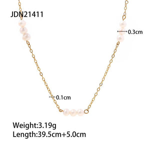Youthway Double Layer Necklace Colorful Natural Stone Pearl Thin Chain