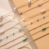 Youthway Double Layer Necklace Colorful Natural Stone Pearl Thin Chain