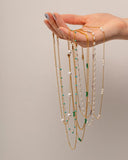 Youthway Double Layer Necklace Colorful Natural Stone Pearl Thin Chain