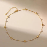 Heart Beads Link Chain Necklace 18k Plated Waterproof Jewelry