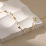 Heart Beads Link Chain Necklace 18k Plated Waterproof Jewelry