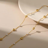 Heart Beads Link Chain Necklace 18k Plated Waterproof Jewelry