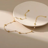 Heart Beads Link Chain Necklace 18k Plated Waterproof Jewelry
