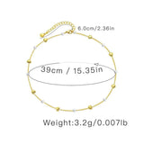 Heart Beads Link Chain Necklace 18k Plated Waterproof Jewelry