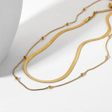 Double Layer Snake Chain Bead Chain Necklace For Women