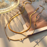 Double Layer Snake Chain Bead Chain Necklace For Women