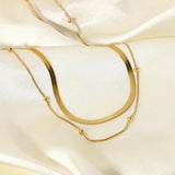 Double Layer Snake Chain Bead Chain Necklace For Women