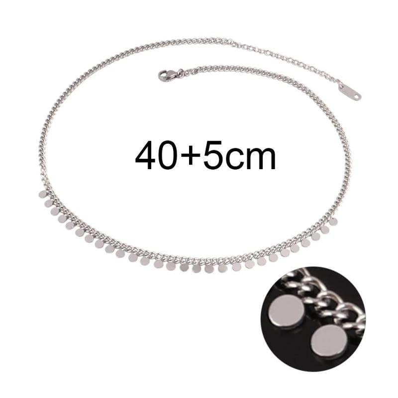Coin Charm Chain Necklace Women Stainless Steel Choker Jewelry