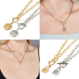 Coin Charm Chain Necklace Women Stainless Steel Choker Jewelry