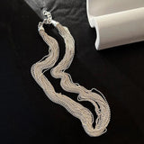 Foxanry Minimalist Silver Clavicle Chain Necklace for Women Couples