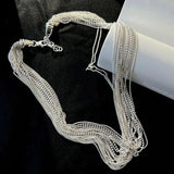 Foxanry Minimalist Silver Clavicle Chain Necklace for Women Couples