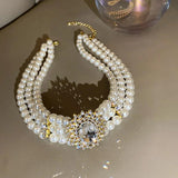 Baroque Pearl Multi-layer Necklace & Zircon Bracelet Set
