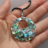 Natural Abalone Shell Necklace Pendant on Leather Cord 2MM for Women