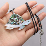 Natural Abalone Shell Necklace Pendant on Leather Cord 2MM for Women