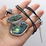 Natural Abalone Shell Necklace Pendant on Leather Cord 2MM for Women