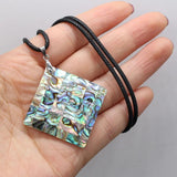 Natural Abalone Shell Necklace Pendant on Leather Cord 2MM for Women