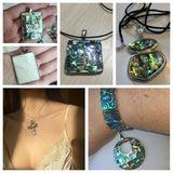 Natural Abalone Shell Necklace Pendant on Leather Cord 2MM for Women