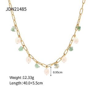 Youthway Stainless Steel Chain Natural Stone Pearl Pendant Necklace